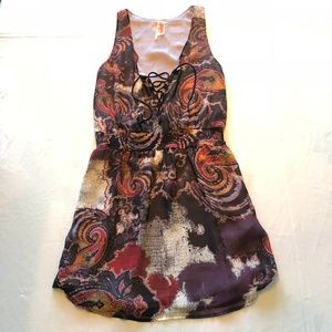 FP Sleeveless Sheer Overlay, Lace Front Mini Dress